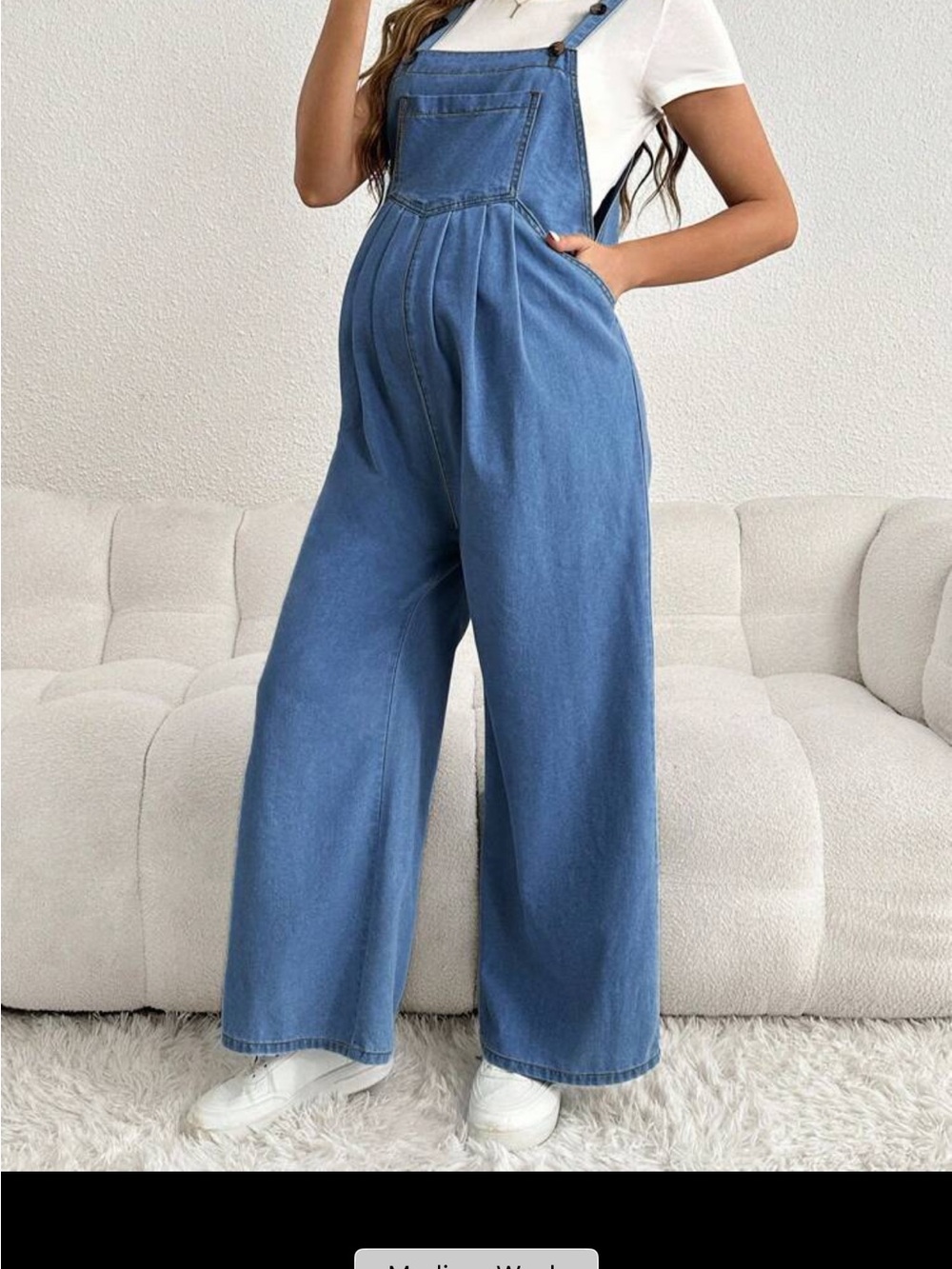 Wide Leg PREGNANCY Denim Overalls - Blue